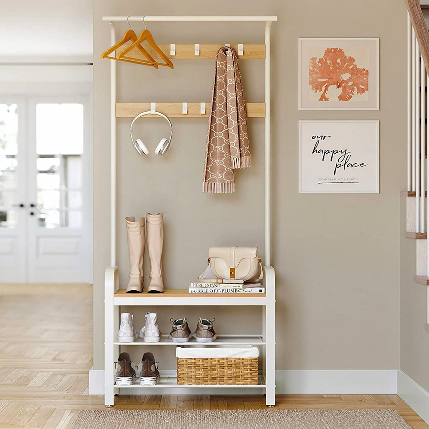Garderobe mit Sitzbank, Sitzbank Garderobe, Garderobenschrank mit Sitzbank, Garderobe mit Sitzbank Schmal