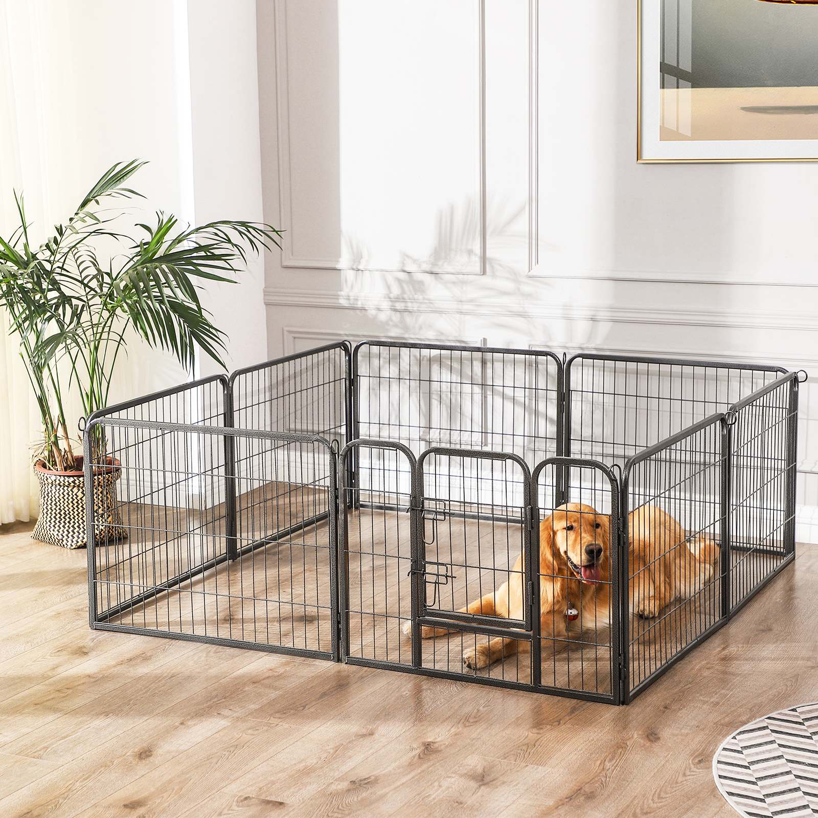 Welpenlaufstall Mit DogPads – 106,7x107,7x66 Cm, Blau, Mit Netzfenstern – Für Drinnen & Draußen