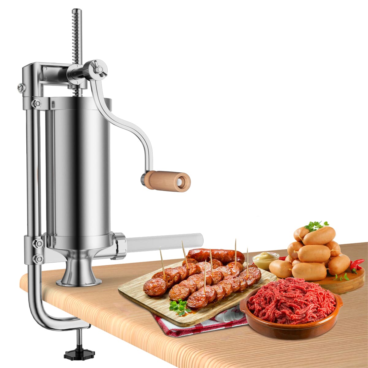 Manuelle Wurstfüllmaschine 3 Liter – 4 Füllrohre, Edelstahlzylinder, Bis 4 Kg Füllgut