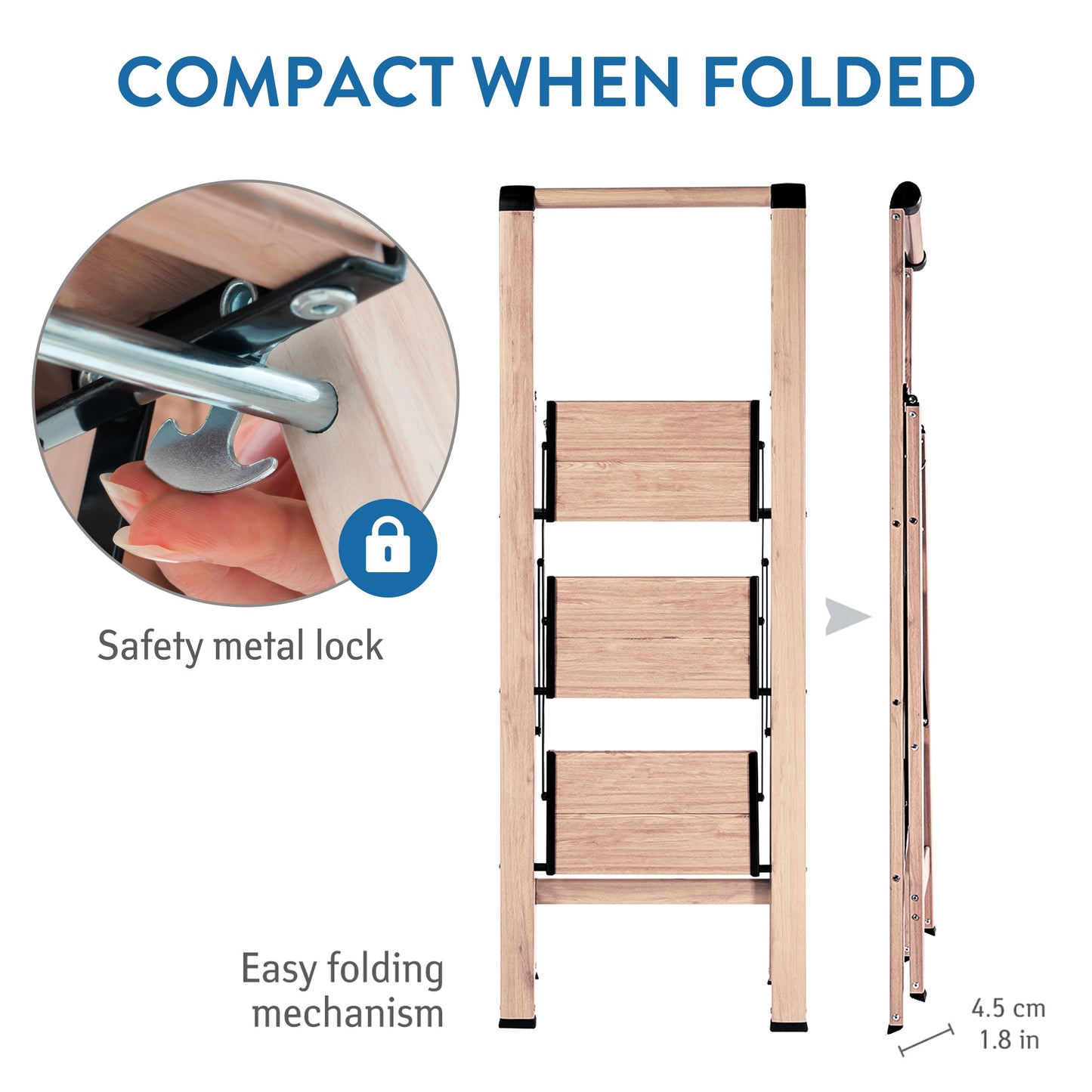 Leicht Aluminium 3 Stufen Klapptritt