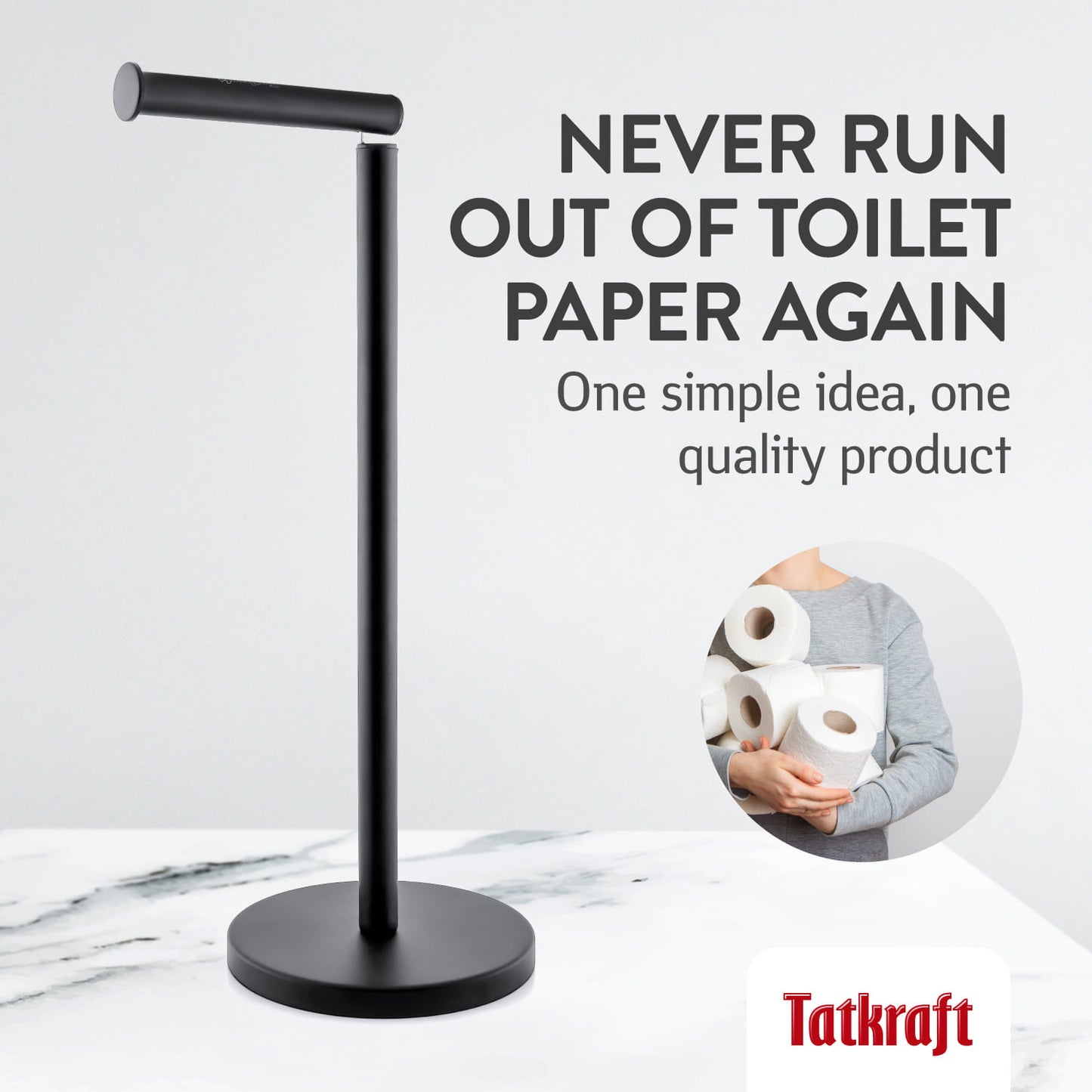 Tatkraft Nora Freistehende Toilettenpapierhalter 2 in 1, Rostfrei Edelstahl