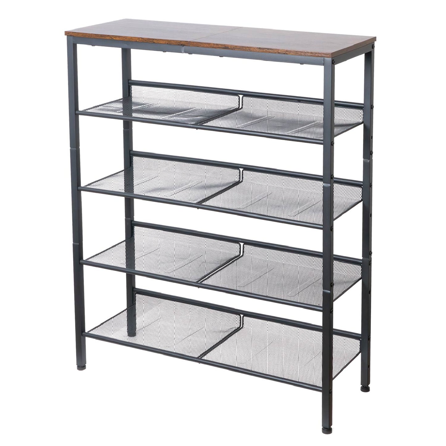 Schuhregal, 5-stöckiges, mit 4 verstellbar Gitterablage, Schuhregal Schmal, 75 x 28 x 93 cm, Schuhregal Metall, Tatkraft Otto, 6