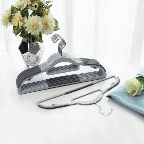 Kleiderbügel 30er Set, Hosenbügel, 42cm, Garderobenbügel, Platzsparend, aus Kunststoff, Grau, SONGMICS, 3