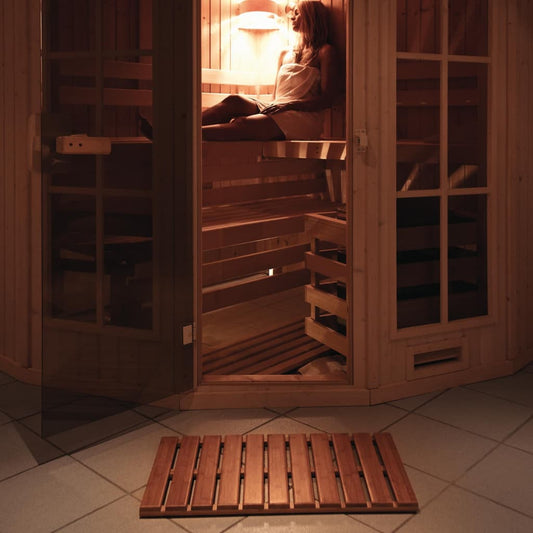 RIDDER - Badematte holz, Duscheinlage, 52x52 cm, Duschmatte, Badteppich, Badvorleger holz, Badezimmer teppich, Grating, Nature, 2