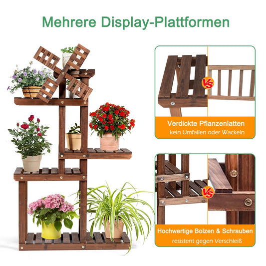 Blumenständer, Pflanzenregal, Pflanzenregal Schmal, 5-stufiges Pflanzenregal, Blumenregal mit Windmühle, Costway, 2
