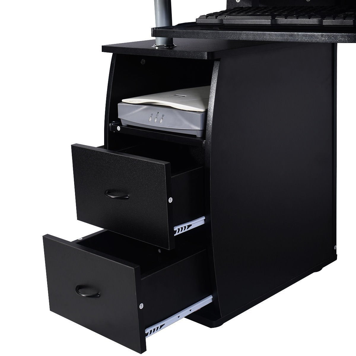 Costway - Schreibtisch Computertisch Bürotisch PC Tisch mit Druckerablage,Tastaturauszug-black