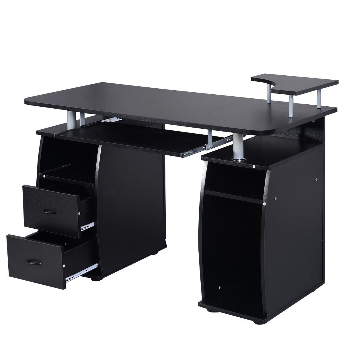 Costway - Schreibtisch Computertisch Bürotisch PC Tisch mit Druckerablage,Tastaturauszug-black