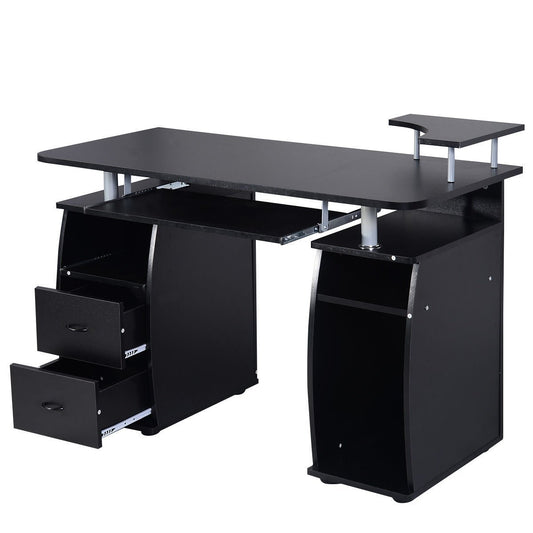 Costway - Schreibtisch Computertisch Bürotisch PC Tisch mit Druckerablage,Tastaturauszug-black