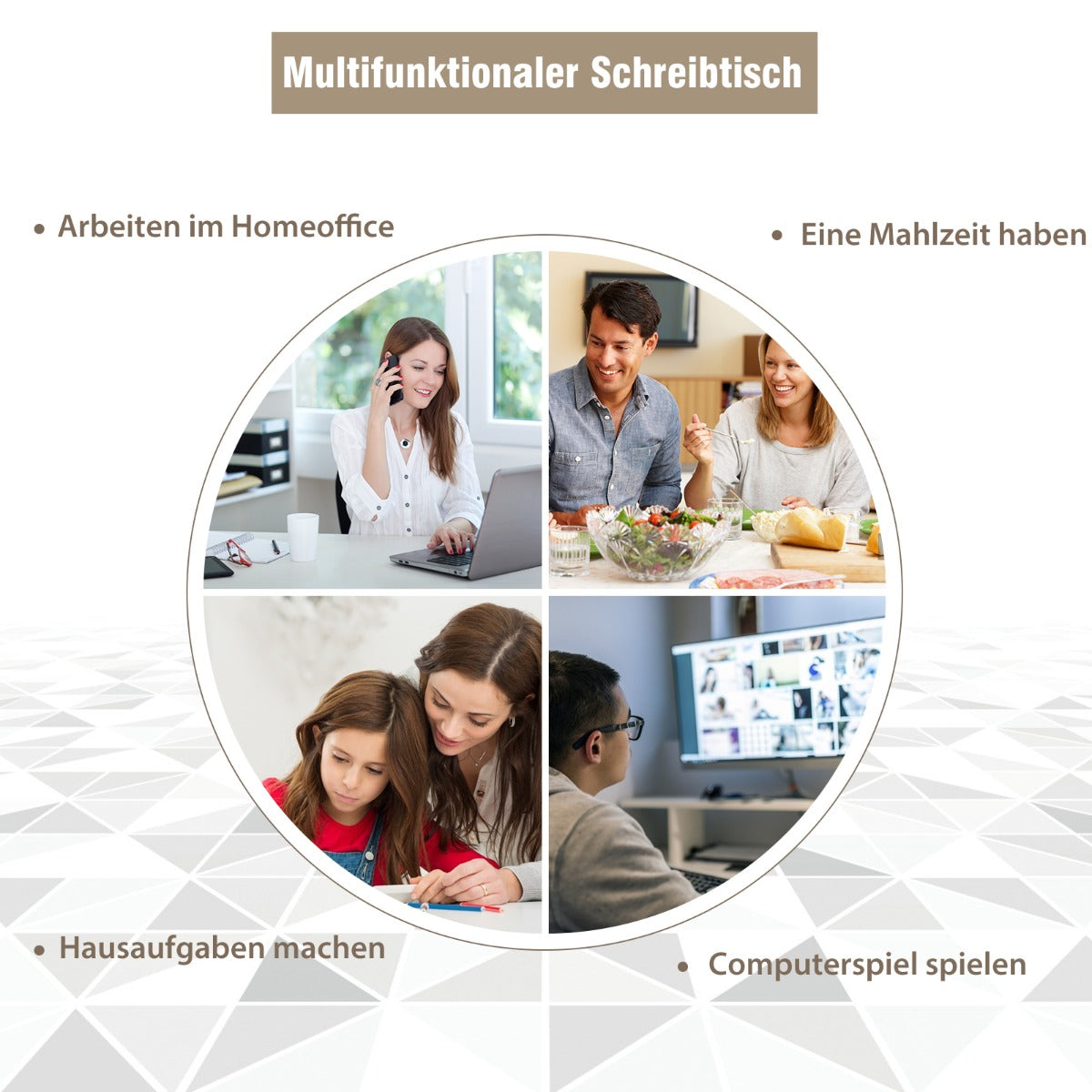 Costway - Eckschreibtisch aus Holz Kompakter Schreibtisch mit Schublade & Regalen 75 x 75 x 76 cm Natur + Weiß