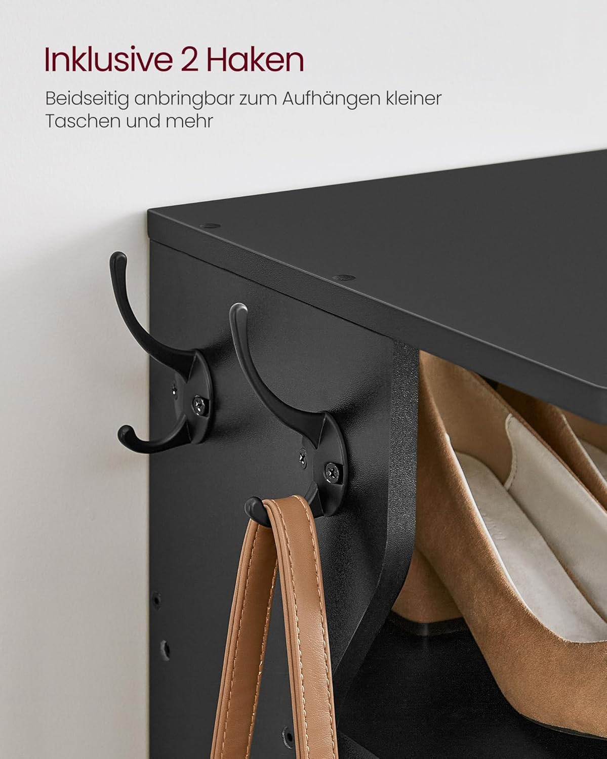 Schuhregal schmal, Standregal mit 7 Ebenen, platzsparend, für Eingangsbereich, Ecke, Schuhablage, schwarz, VASAGLE, 1