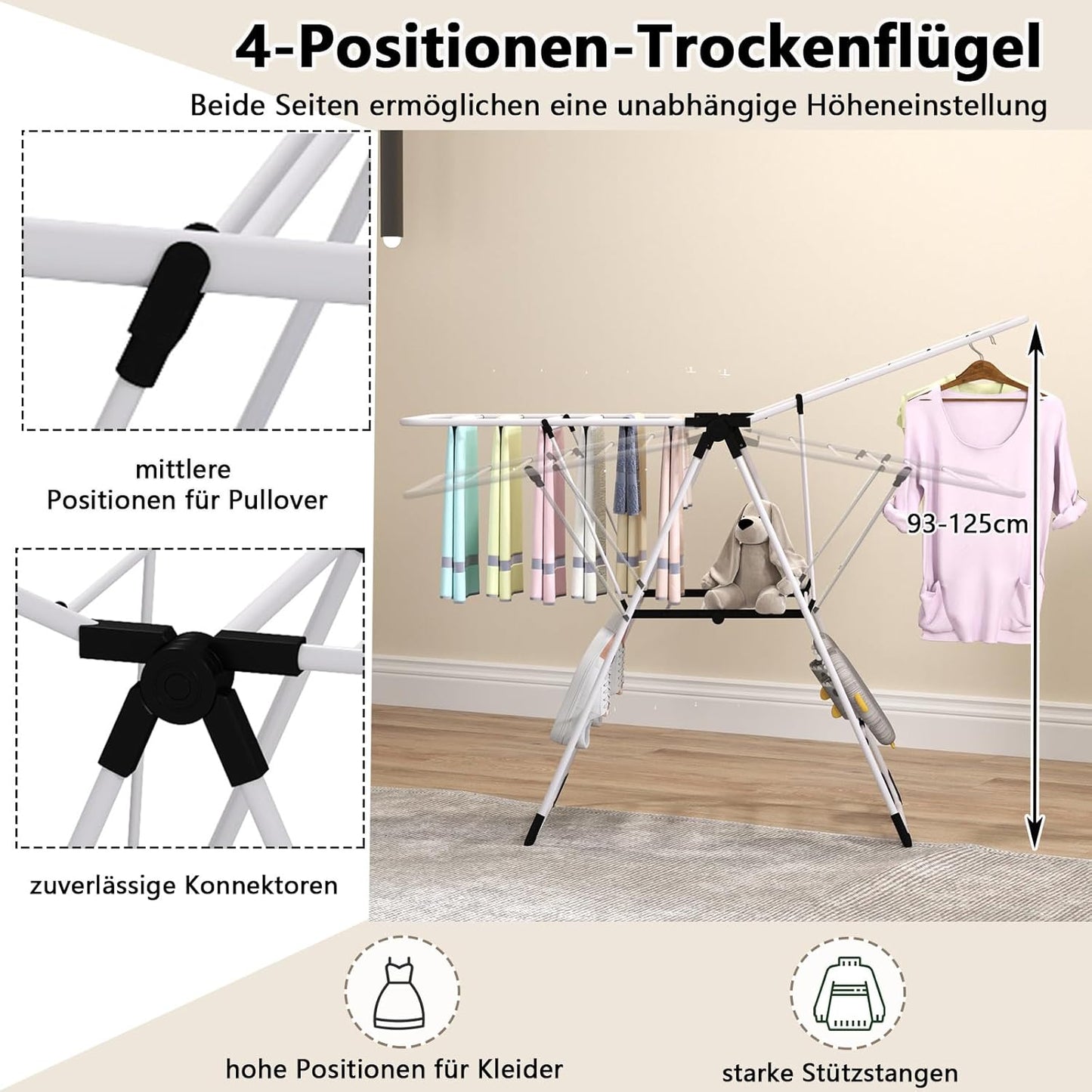 Wäscheständer, Wäschetrockner, Wäscheständer Platzsparend, Flügelwäschetrockner, Wäscheständer Klappbar, Costway, 10
