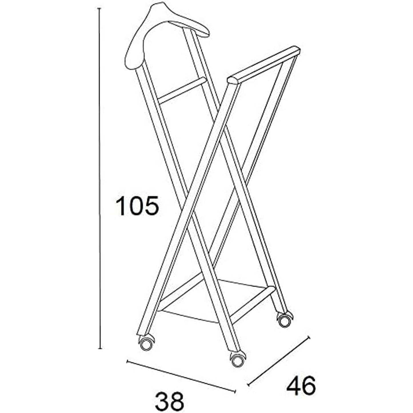 Schlafzimmerdiener NELSON, klappbar, 1 Kleiderbügel, Hosenablage und Schuhablage aus Textilene - Farbe Weiß, ARIT, 3