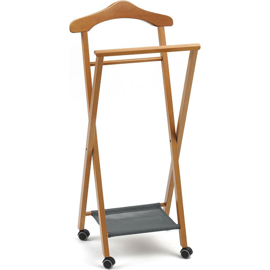 Herrendiener, Stummer Diener Holz, Schlafzimmerdiener NELSON, klappbar, Kleiderbügel, Hosenablage und Schuhablage, ARIT, 2