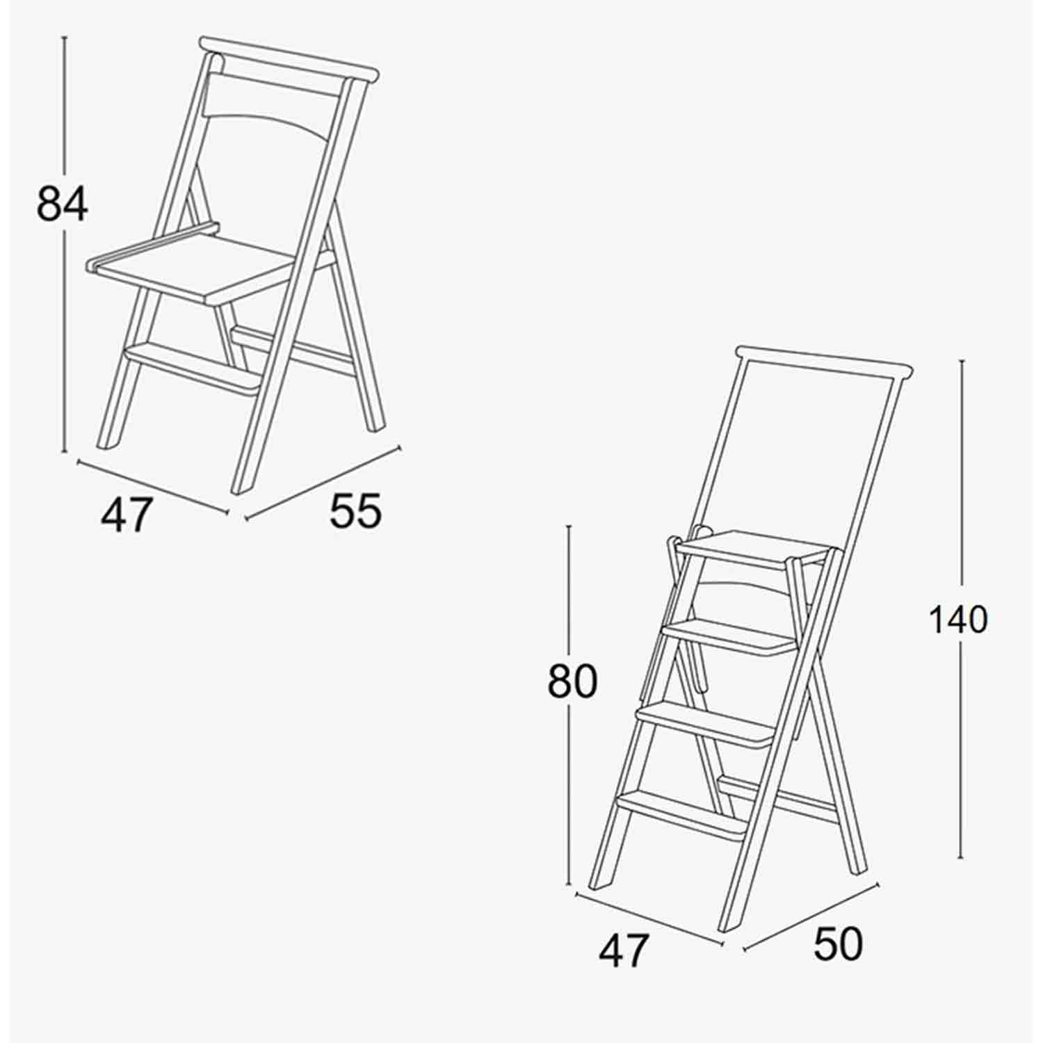 Leiter, Trittleiter, Trittleiter 4 stufen, Trittleiter Holz, umwandelbarer Stuhl, mit Sicherheitssystem, ELETTA, 6