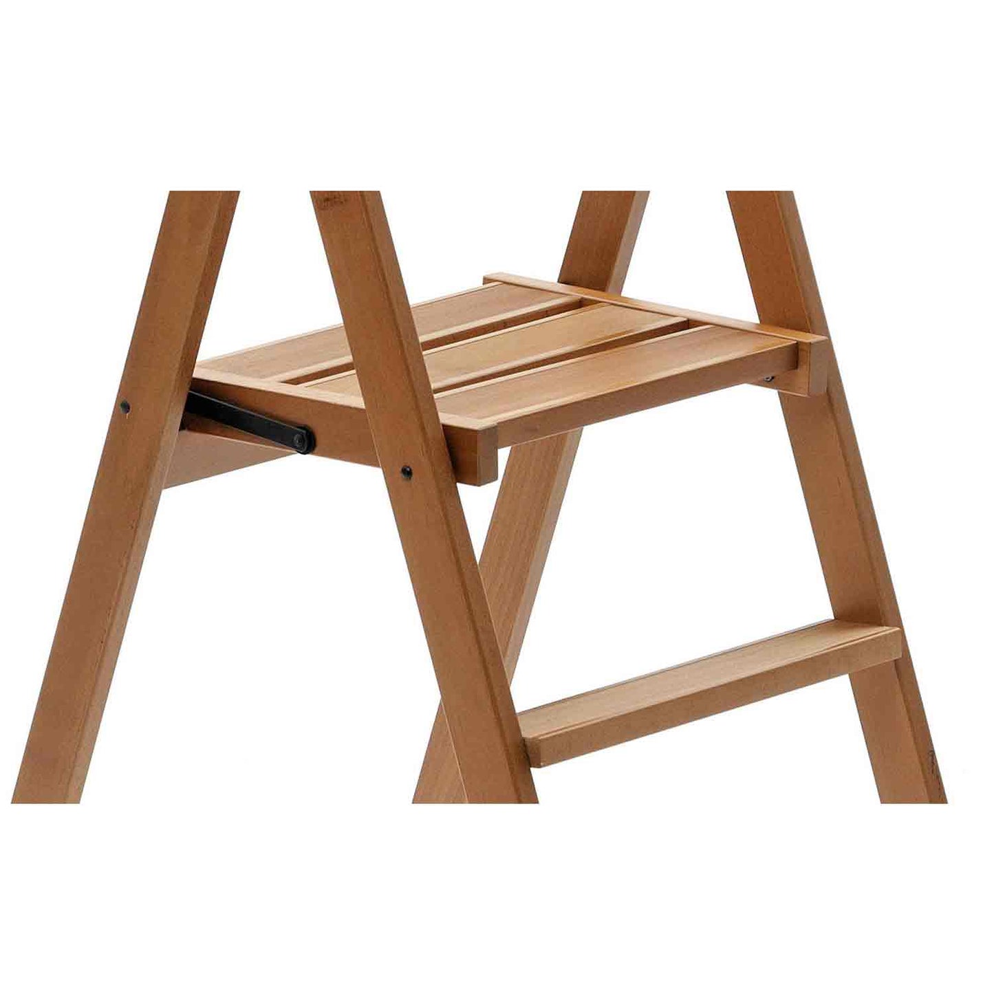 KIMORA 4, Trittleiter 4 stufen, aus rutschfestem Holz, breiter Plattform, stabilen Füßen, Kirschfarbe, Made in Italy - 3