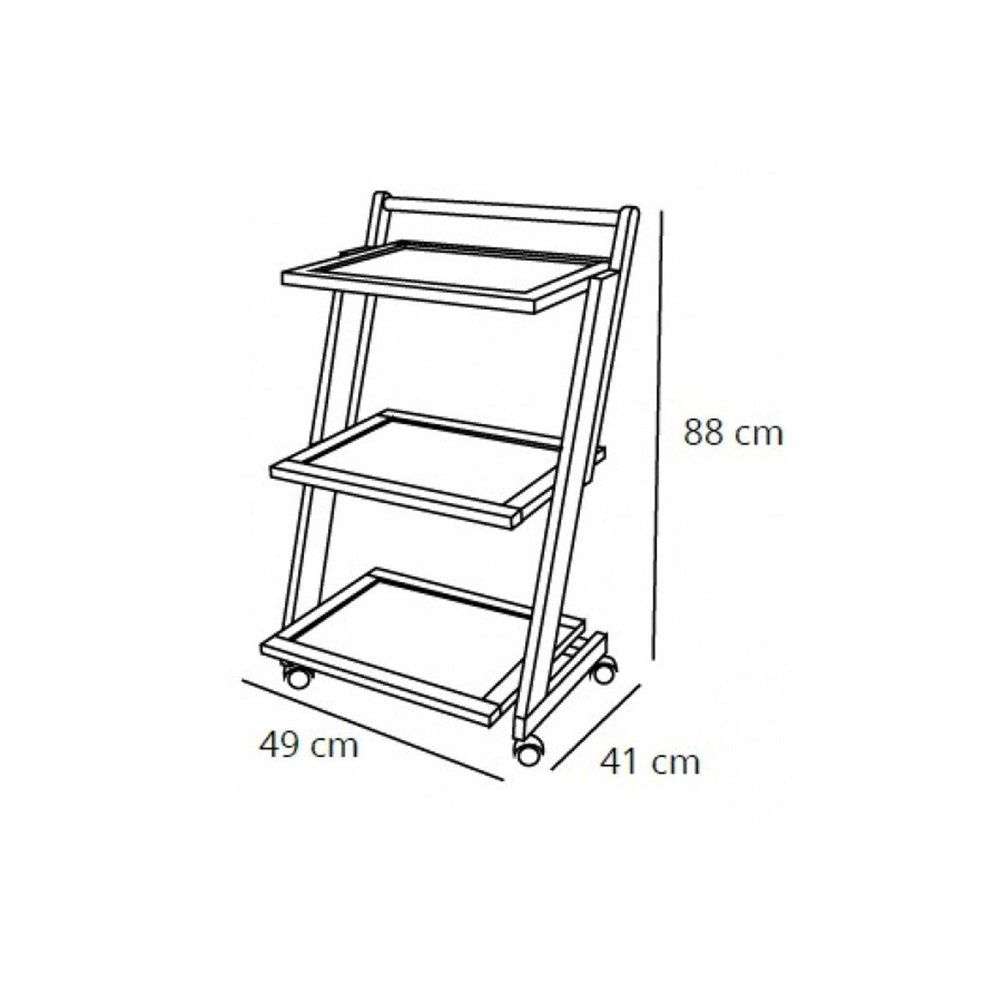 Servierwagen, Küchenwagen, Rollwagen Küche, 3 Ablagen aus kratzfestem Laminat und Struktur aus massivem Buchenholz, Farbe Kirsche-Weiß, ARIT ZORDAN, 6