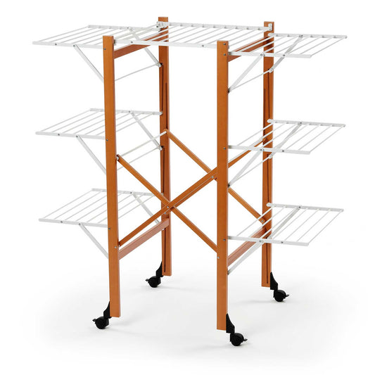 Wäscheständer Ausziehbar, Wäscheständer Holz, mit Rädern, Flügelwäschetrockner, Klappbar, 32 m Trockenraum, Aquilone, 1
