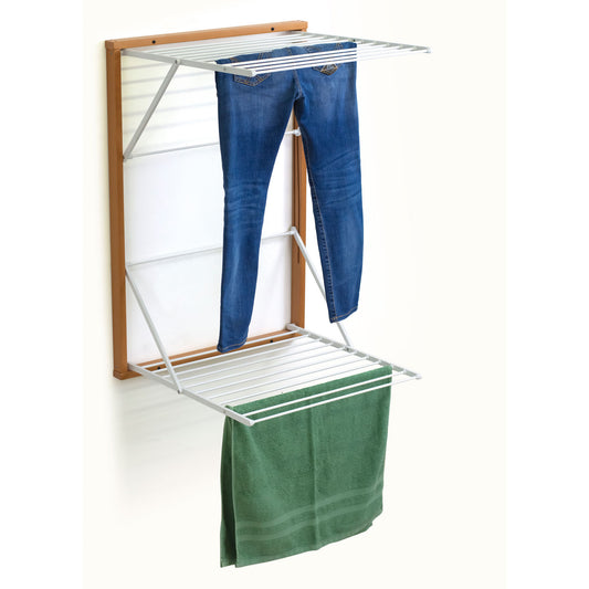 ARIT - Wäscheständer wand, Wandwäschetrockner, Trockengestell für die Wand KORAL, 13 Meter Wäscheleine, Kirsche