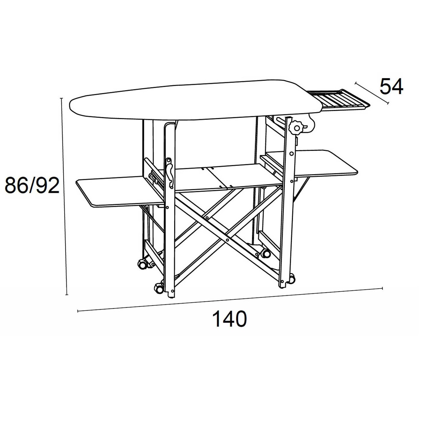 Bügeltisch, Bügelstation, Bügelbrett Holz, größte Arbeitsfläche in seiner Kategorie 115 x 54 cm, Höhe 86-92 cm, BRAVO, 5