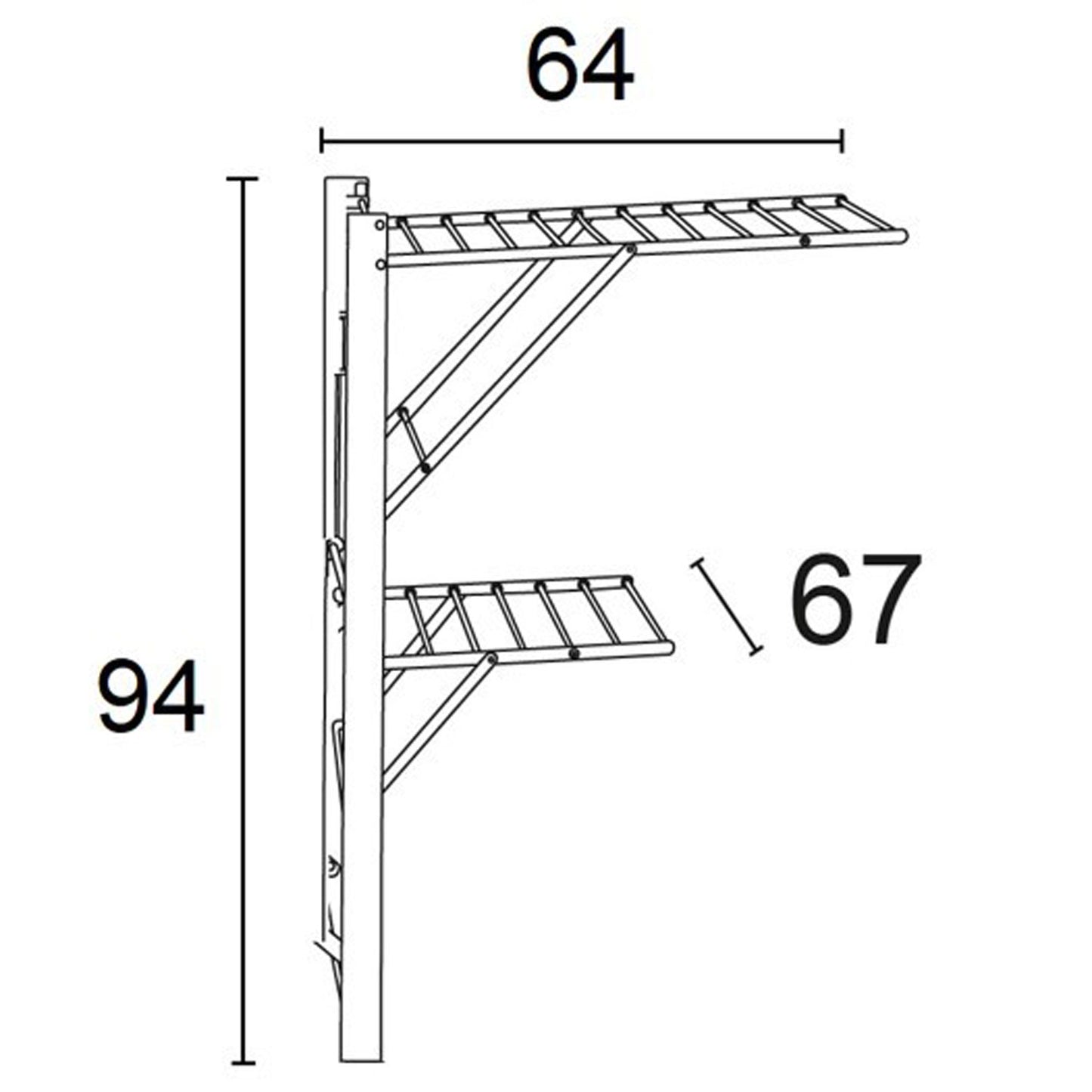 Wäscheständer wand, Trockengestell für die Wand KEVIN, 11 Meter Wäscheleine, einfach an der Wand zu befestigen, Weiß, 4