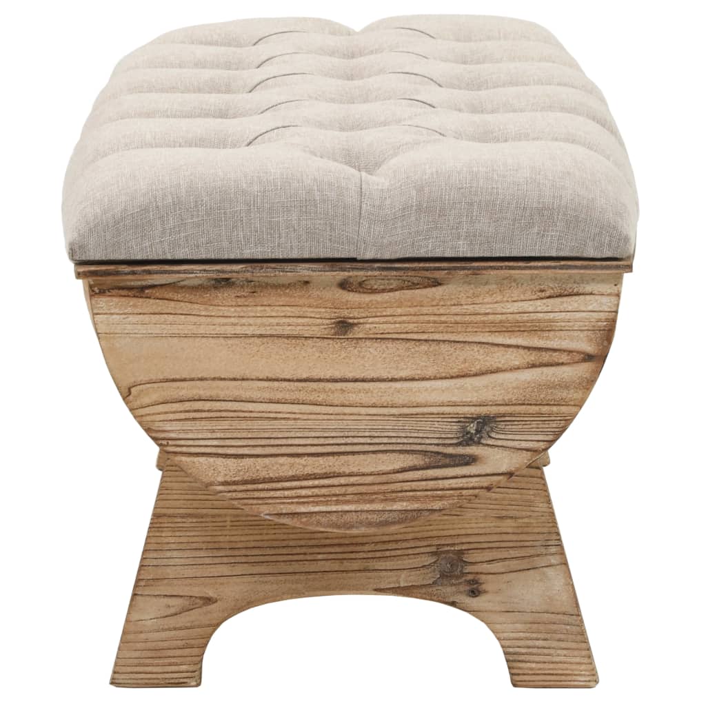 Sitzbank, Aufbewahrungsbank Massivholz und Stoff, Bank zum Sitzen, 103 x 51 x 44 cm, Cremefarben und Braun, vidaXL, 3