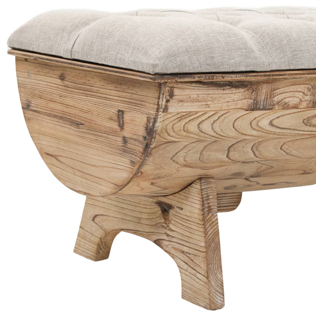 Sitzbank, Aufbewahrungsbank Massivholz und Stoff, Bank zum Sitzen, 103 x 51 x 44 cm, Cremefarben und Braun, vidaXL, 6