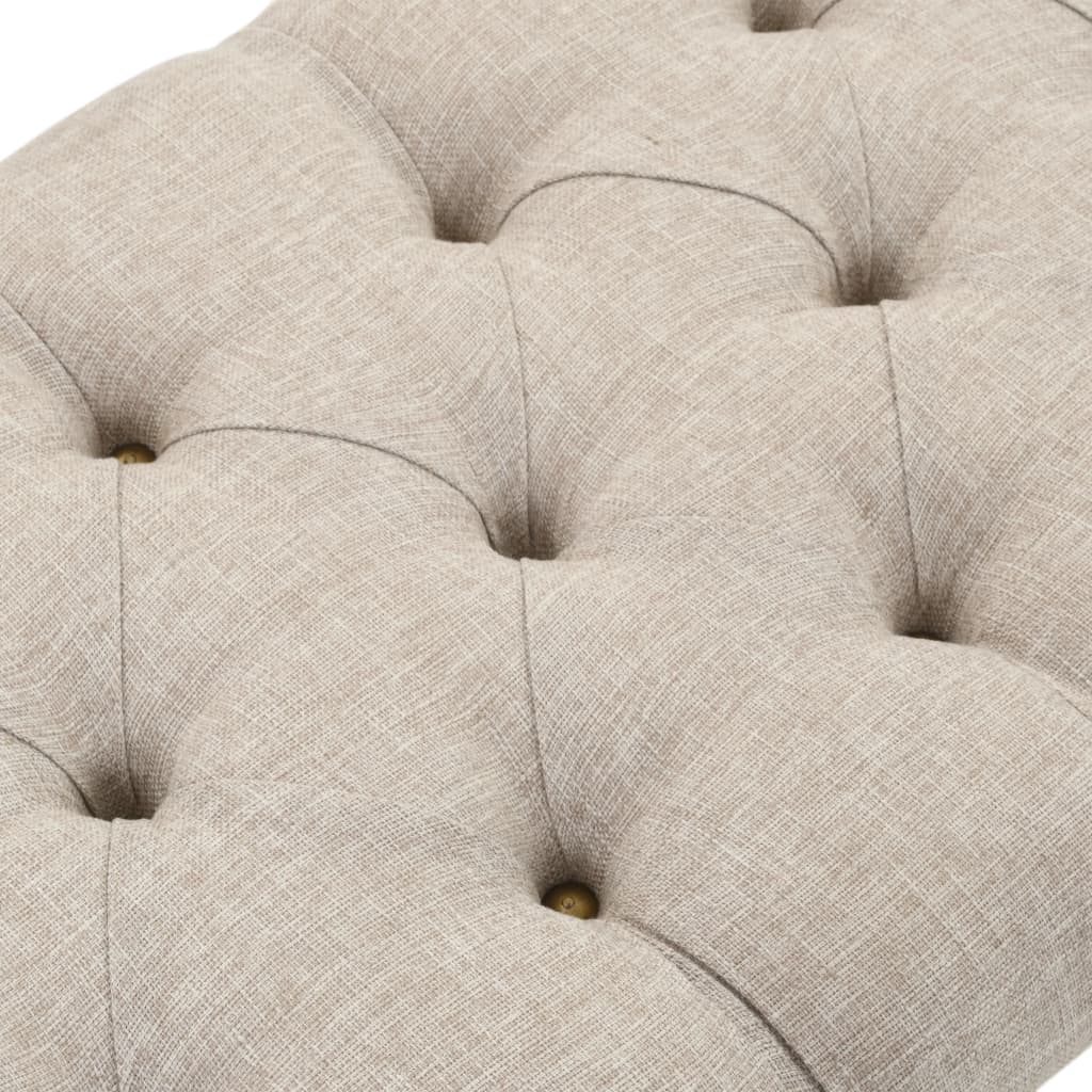 Sitzbank, Aufbewahrungsbank Massivholz und Stoff, Bank zum Sitzen, 103 x 51 x 44 cm, Cremefarben und Braun, vidaXL, 7