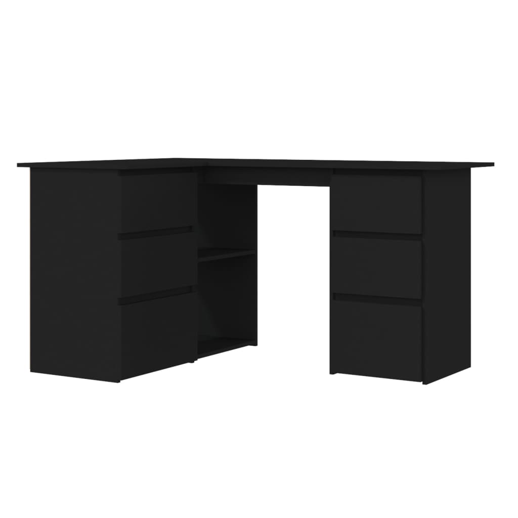 vidaXL - Eckschreibtisch Schwarz 145x100x76 cm Holzwerkstoff