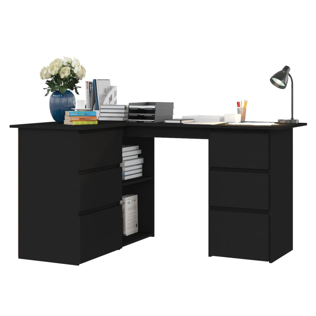 vidaXL - Eckschreibtisch Schwarz 145x100x76 cm Holzwerkstoff