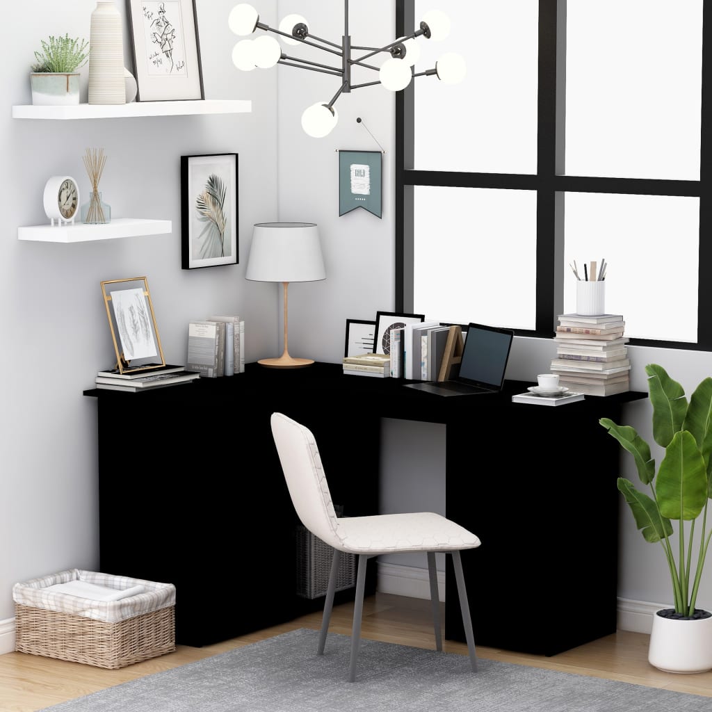 vidaXL - Eckschreibtisch Schwarz 145x100x76 cm Holzwerkstoff