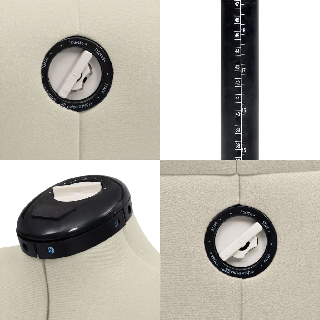 Schneiderpuppe Verstellbar Weiblich Creme M Größe 40-46, vidaXL, 7