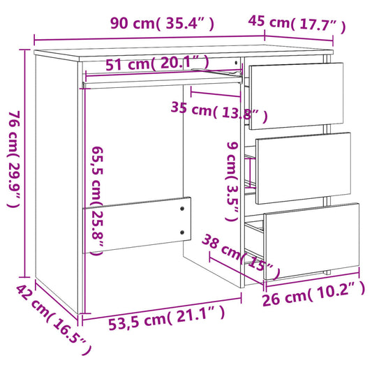 vidaXL - Schreibtisch Hochglanz-Weiß 90x45x76 cm Holzwerkstoff