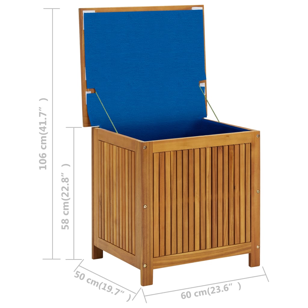 vidaXL - Gartenbox, 60x50x58 cm, Gartenschrank Holz, Gartentruhe, Sitzbank mit Stauraum, Garten Aufbewahrungsbox, Akazien-Massivholz mit Ölfinish