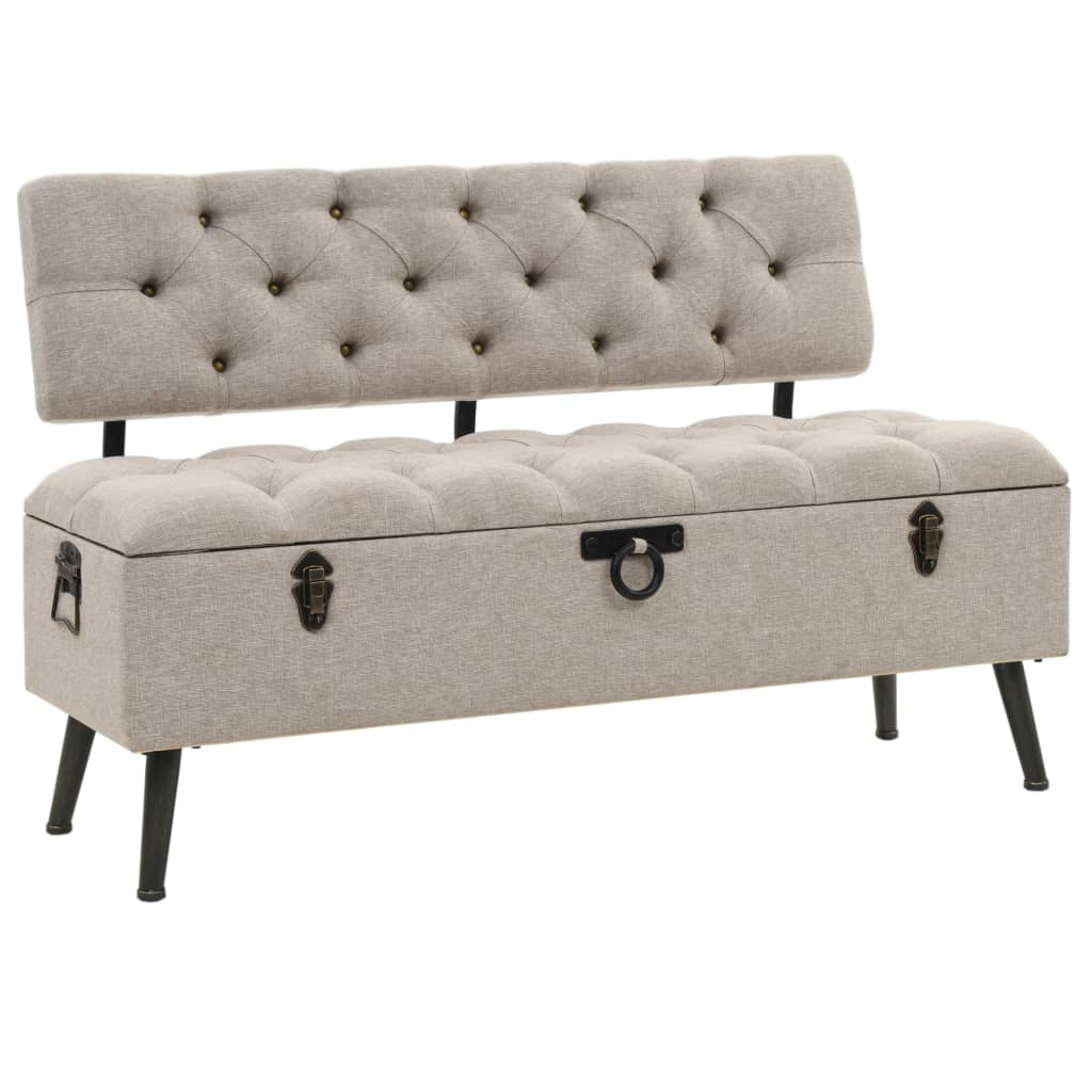 Sitzbank, Sitzbank mit Stauraum, und Rückenlehne, Bank zum Sitzen, 110 x 52 x 75 cm, Creme Stoff, vidaXL, 1
