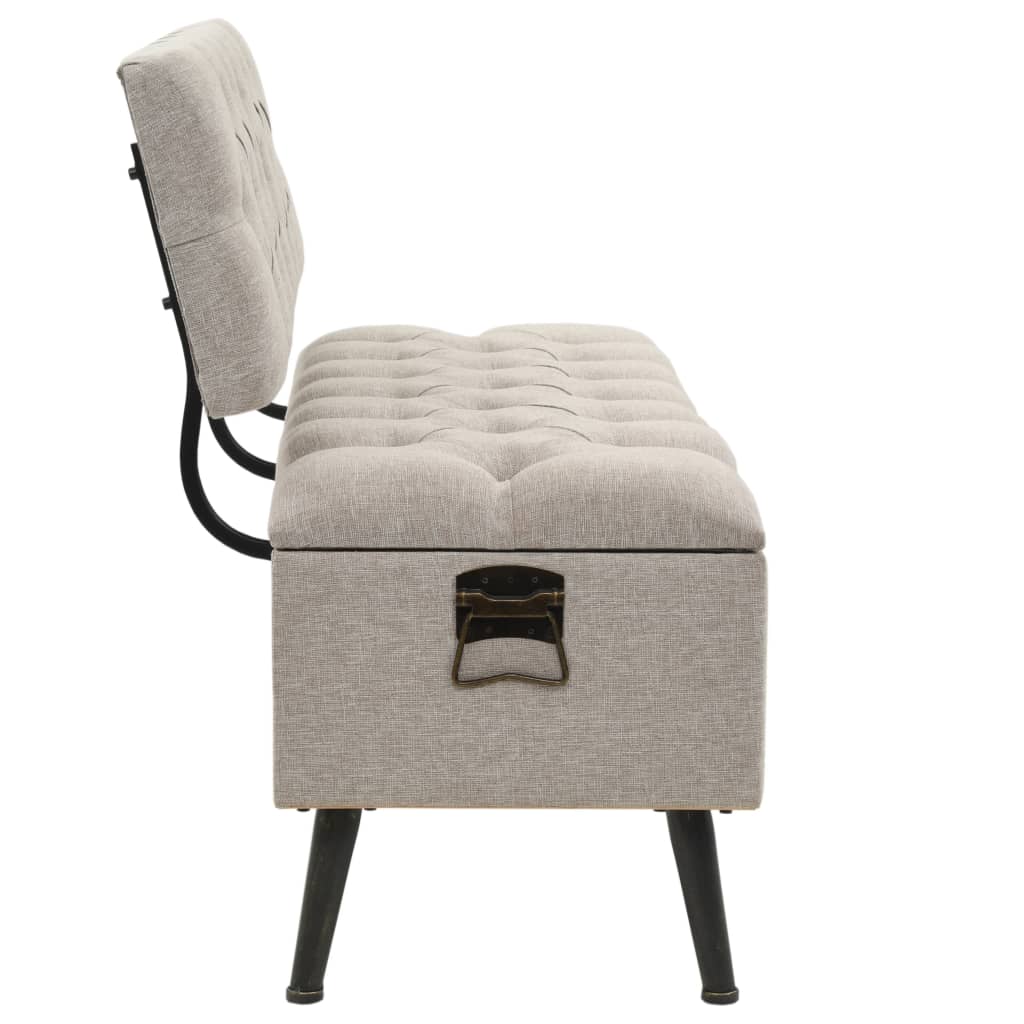 Sitzbank, Sitzbank mit Stauraum, und Rückenlehne, Bank zum Sitzen, 110 x 52 x 75 cm, Creme Stoff, vidaXL, 4