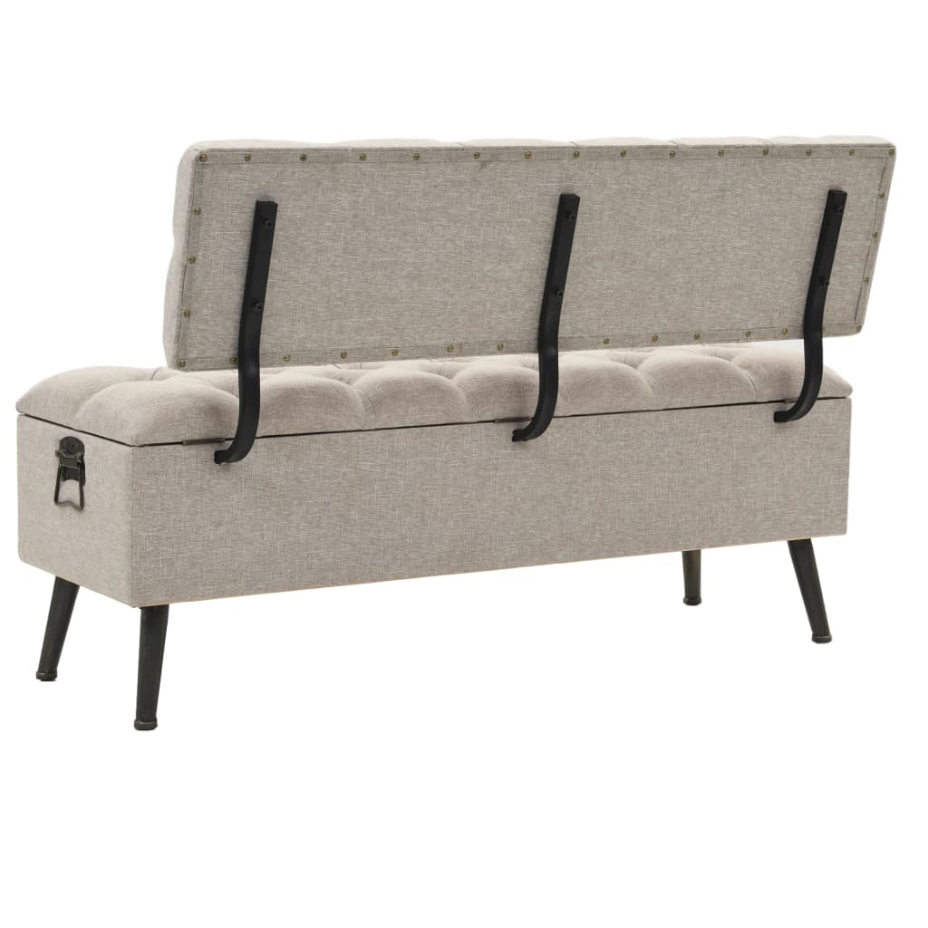 Sitzbank, Sitzbank mit Stauraum, und Rückenlehne, Bank zum Sitzen, 110 x 52 x 75 cm, Creme Stoff, vidaXL, 8