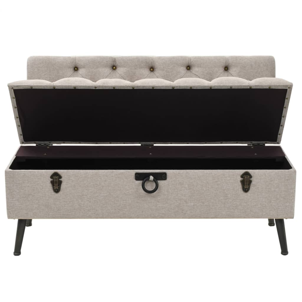 Sitzbank, Sitzbank mit Stauraum, und Rückenlehne, Bank zum Sitzen, 110 x 52 x 75 cm, Creme Stoff, vidaXL, 5