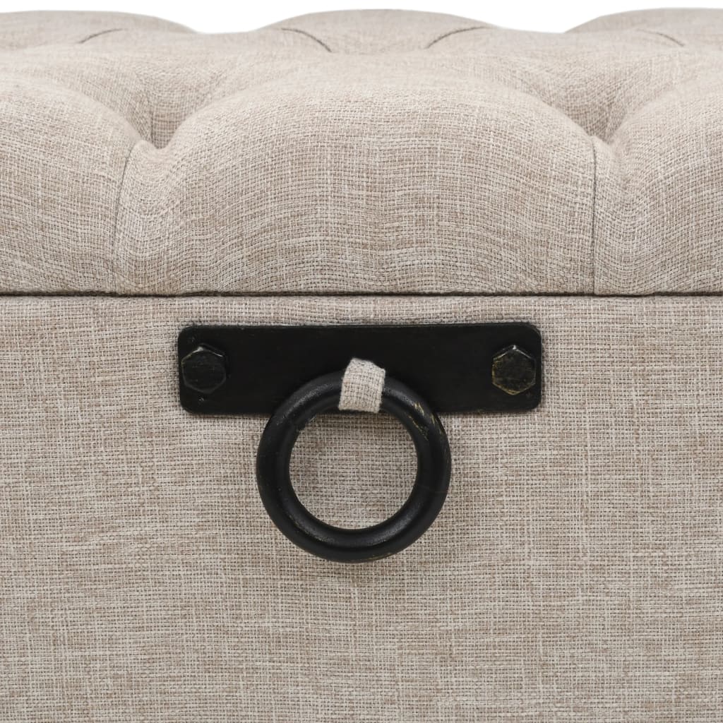 Sitzbank, Sitzbank mit Stauraum, und Rückenlehne, Bank zum Sitzen, 110 x 52 x 75 cm, Creme Stoff, vidaXL, 6
