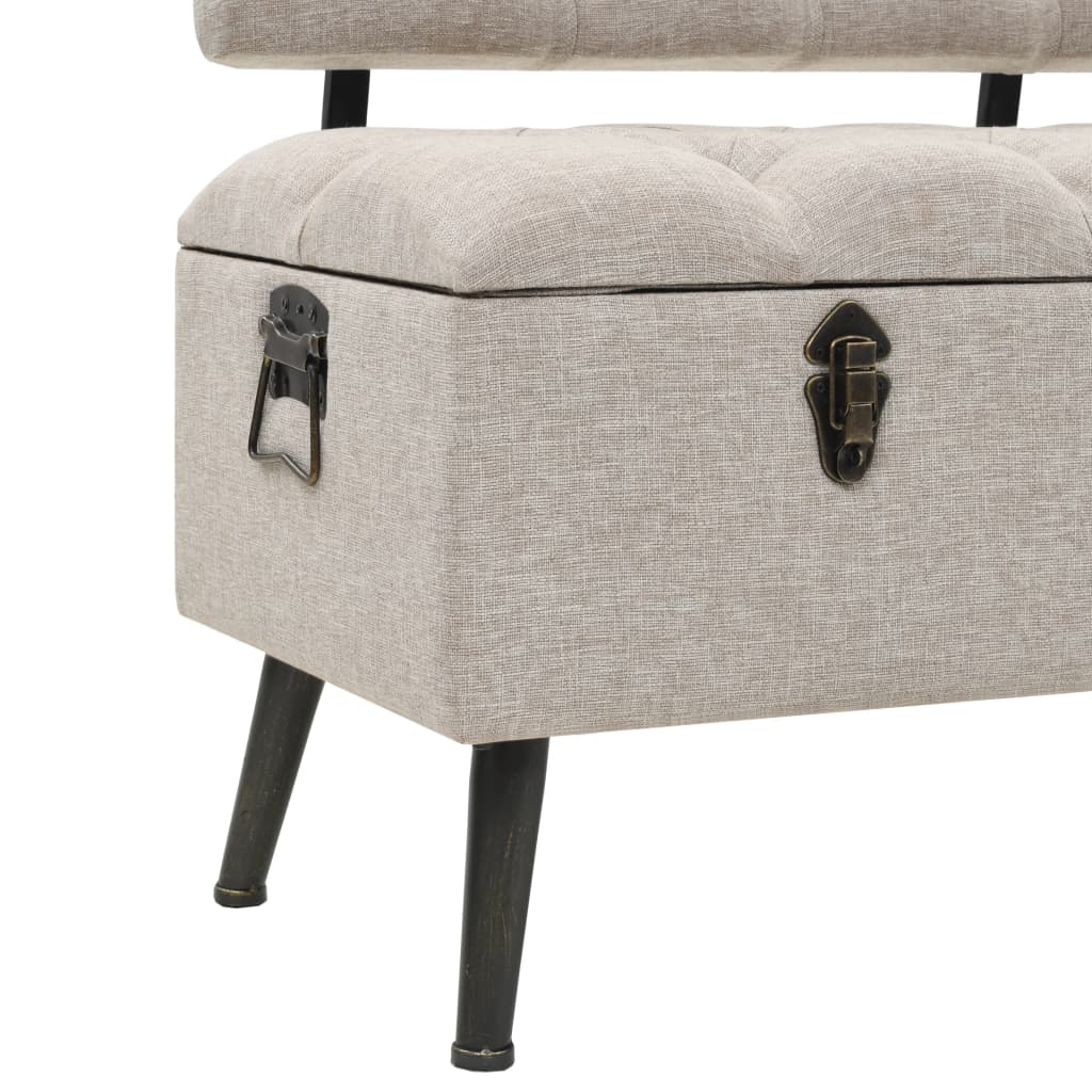 Sitzbank, Sitzbank mit Stauraum, und Rückenlehne, Bank zum Sitzen, 110 x 52 x 75 cm, Creme Stoff, vidaXL, 10
