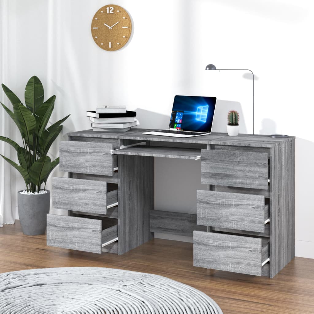 vidaXL - Schreibtisch Grau Sonoma 140x50x77 cm Holzwerkstoff
