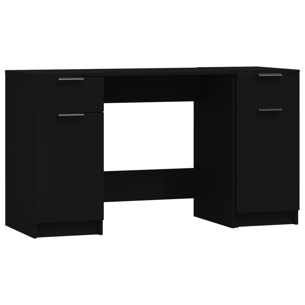 vidaXL - Schreibtisch mit Beistellschrank Schwarz Holzwerkstoff