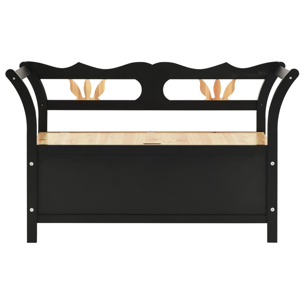 Sitzbank, und Rückenlehne, Bank zum Sitzen, 107x45x75,5 cm, Massivholz Tanne, Schwarz, vidaXL, 3