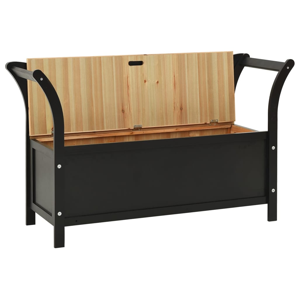 Sitzbank, und Rückenlehne, Bank zum Sitzen, 107x45x75,5 cm, Massivholz Tanne, Schwarz, vidaXL, 4