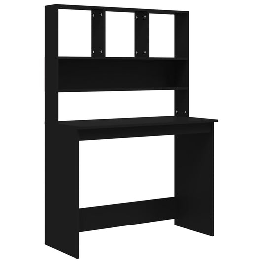 vidaXL - Schreibtisch, Schreibtisch klein, Schreibtisch mit Regal, Schwarz, 102x45x148 cm, Holzwerkstoff