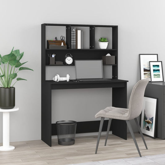 vidaXL - Schreibtisch, Schreibtisch klein, Schreibtisch mit Regal, Schwarz, 102x45x148 cm, Holzwerkstoff