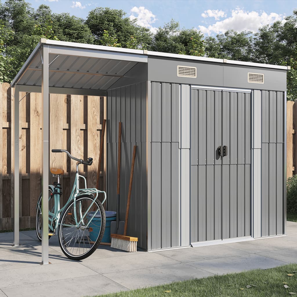 Geräteschuppen, Gartenschrank Wetterfest, Gerätehaus metall, Gartenhaus mit Schleppdach, Outdoor schrank, Stahl, vidaXL, 1