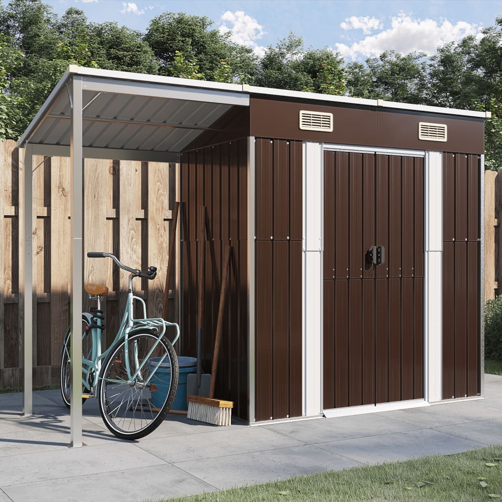 Geräteschuppen, Gartenschrank Wetterfest, Gerätehaus metall, Gartenhaus mit Schleppdach, Outdoor schrank, Stahl, vidaXL, 1