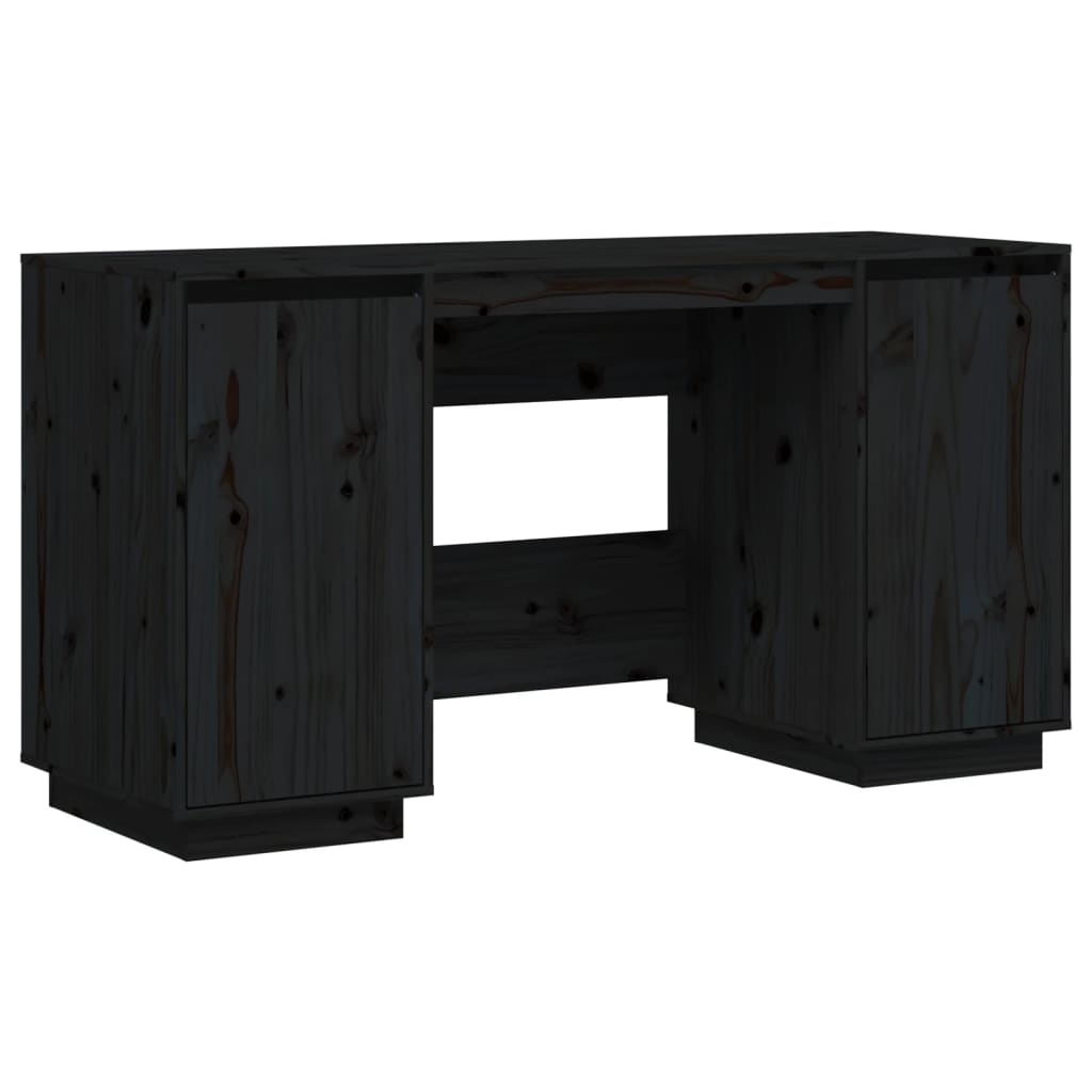 vidaXL - Schreibtisch Schwarz 140x50x75 cm Massivholz Kiefer