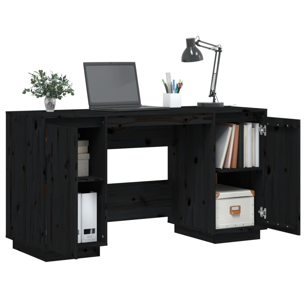 vidaXL - Schreibtisch Schwarz 140x50x75 cm Massivholz Kiefer