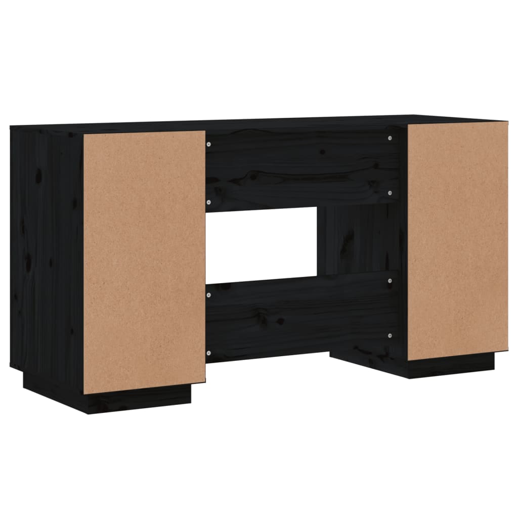 vidaXL - Schreibtisch Schwarz 140x50x75 cm Massivholz Kiefer